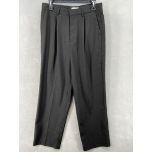 TOPMAN Pants MensSz 32x34 Black Pleated Crop Wool Blend Flat Front‎